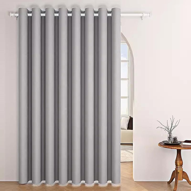 AiFish Grey Doorway Curtain Solid Blackout Patio Door Curtain Panel 78 Inch Grommet Drapes Room Darkening Thermal Insulated Energy Efficient Window Treatment for Bay Window 1 Panel W106 x L78 Inch - Image 1