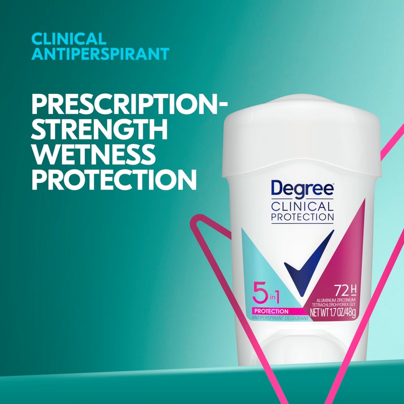 Degree Clinical Protection Antiperspirant Deodorant 5-in-1, Pack of 3, 72-Hour Sweat & Odor Protection 1.7 oz - Image 3