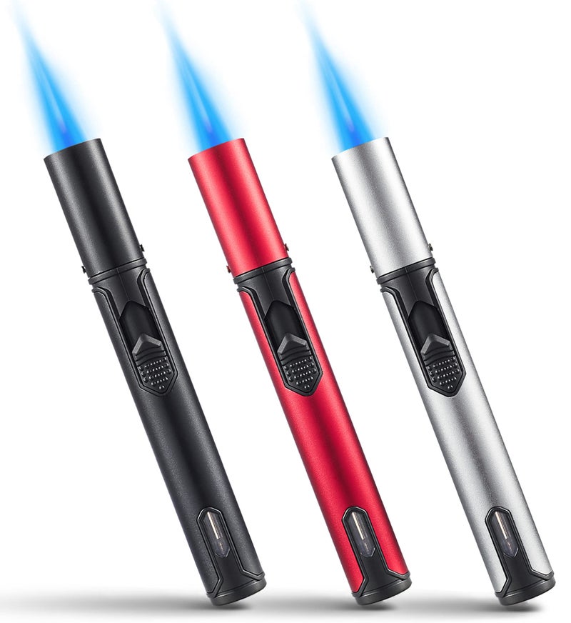 Urgrette 3 Pack Butane Torch Lighters, 6-inch Refillable Pen Lighter Adjustable Jet Flame Butane Lighter for Grill BBQ Camping (Gas Not Included) - Image 1