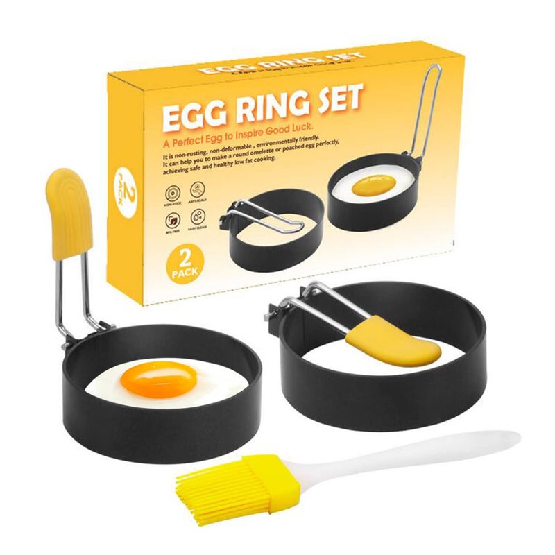 KRGMNHR Stainless Steel Egg Ring 2 Pack Nonstick Maker for Frying and McMuffins Shaper for Pan Cooking Molds for Griddle Circles for Breakfast Sandwich Burger 