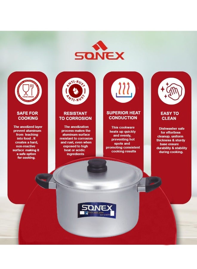 SONEX وعاء طهي سونيكس بمقبض باكليت مؤكسد رقم 4 - قطر 26 سم، متين، آمن في غسالة الصحون، تصميم عصري مع غطاء، مثالي للبرياني، الأرز، والكاري - Image 4