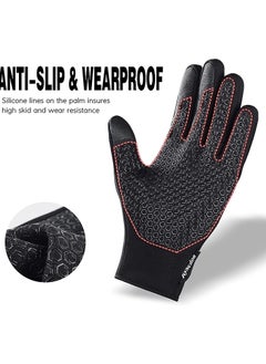 KASTWAVE Cycling Gloves Bicycling Gloves Anti Slip Shock Absorbing Men Women Winter Cycling Gloves Three Fingers Touch Screen Fleece Windproof Waterproof Warm Outdoors Sport Gloves  - Image 3