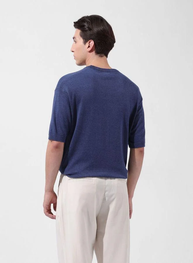 شركة المرآب الهندية Men Oversized Fit Textured Crew Neck Half Sleeves T-Shirt