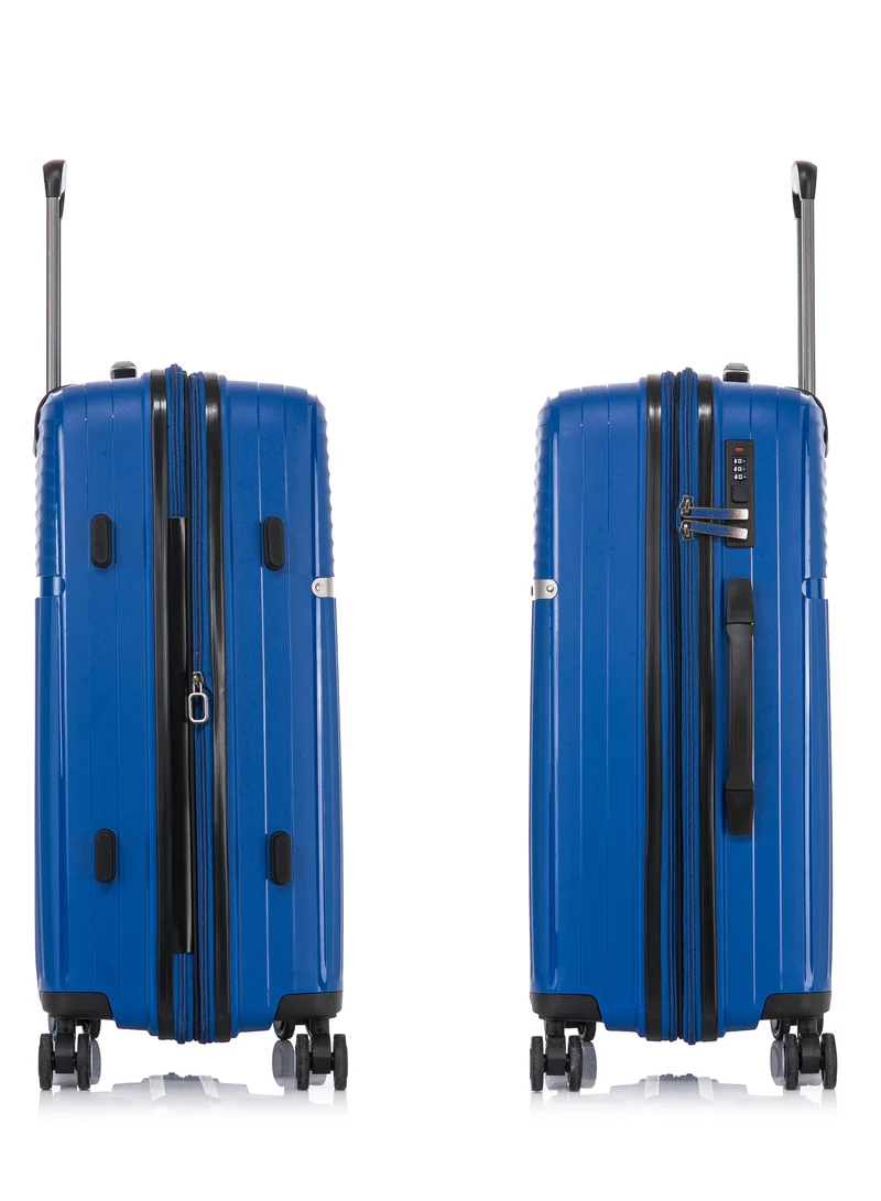 كابينبرو Light Weight PP Fashion Trolley Luggage Expandable Hard Case Medium Checked Suitcase with Safe Zipper and 4 Quite 360° Double Spinner Wheels CP002 Sapphire Blue