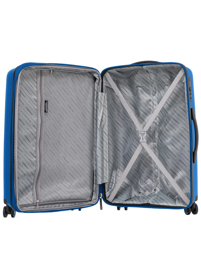 كابينبرو Light Weight PP Fashion Trolley Luggage Expandable Hard Case Medium Checked Suitcase with Safe Zipper and 4 Quite 360° Double Spinner Wheels CP002 Sapphire Blue