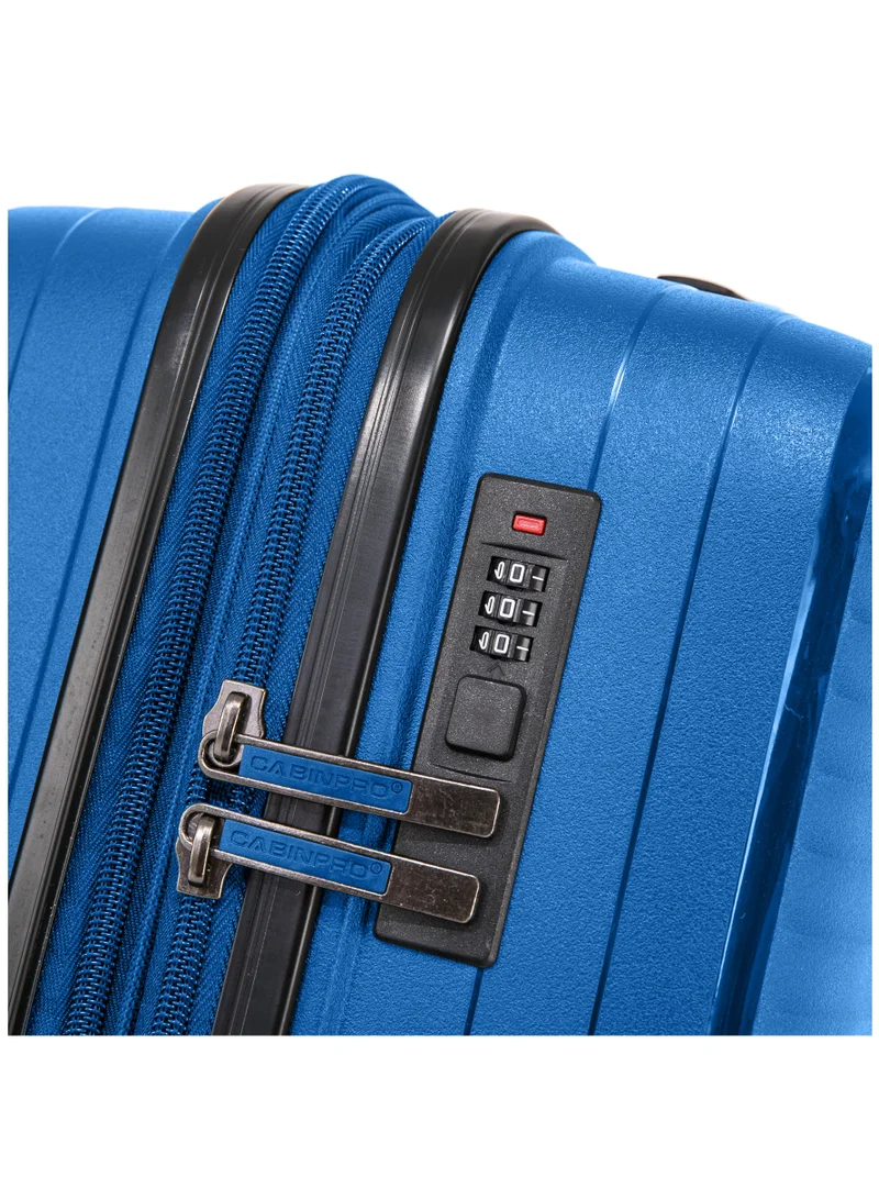 كابينبرو Light Weight PP Fashion Trolley Luggage Expandable Hard Case Medium Checked Suitcase with Safe Zipper and 4 Quite 360° Double Spinner Wheels CP002 Sapphire Blue