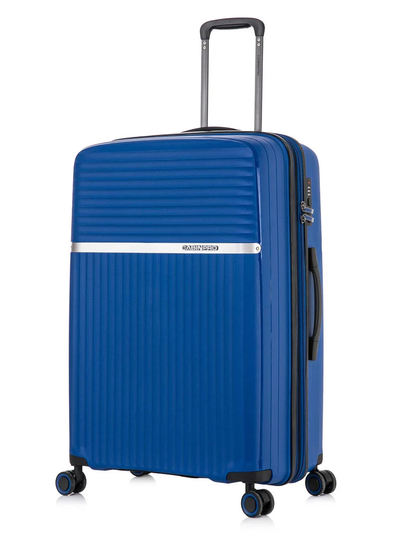 CABINPRO Light Weight PP Fashion Trolley Luggage Expandable Hard Case Medium Checked Suitcase with Safe Zipper and 4 Quite 360° Double Spinner Wheels CP002 Sapphire Blue