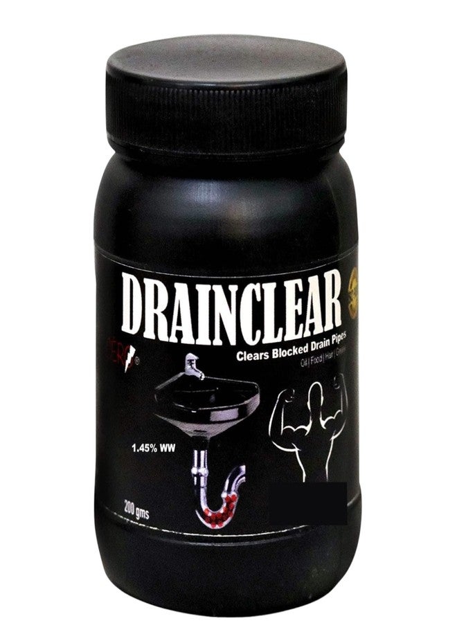 CERO DRAINCLEAR Dry Powder Formula Removes Blockages, Drain Cleaner Powder for Unclogs Bathroom, Kitchen Sink Pipe Drainage System, Powerful Action Granules Plumbing Cleaner- (200gm - Image 1