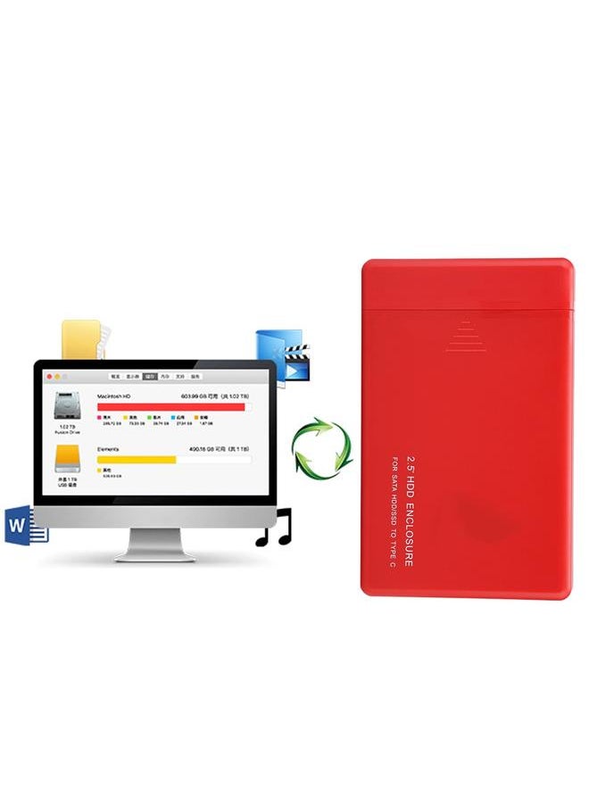 Thoraya - HTH-YP0013 Portable USB3.1 SATA 2.5''HDD+Hard Disk Box(Red 2TB) - Image 1