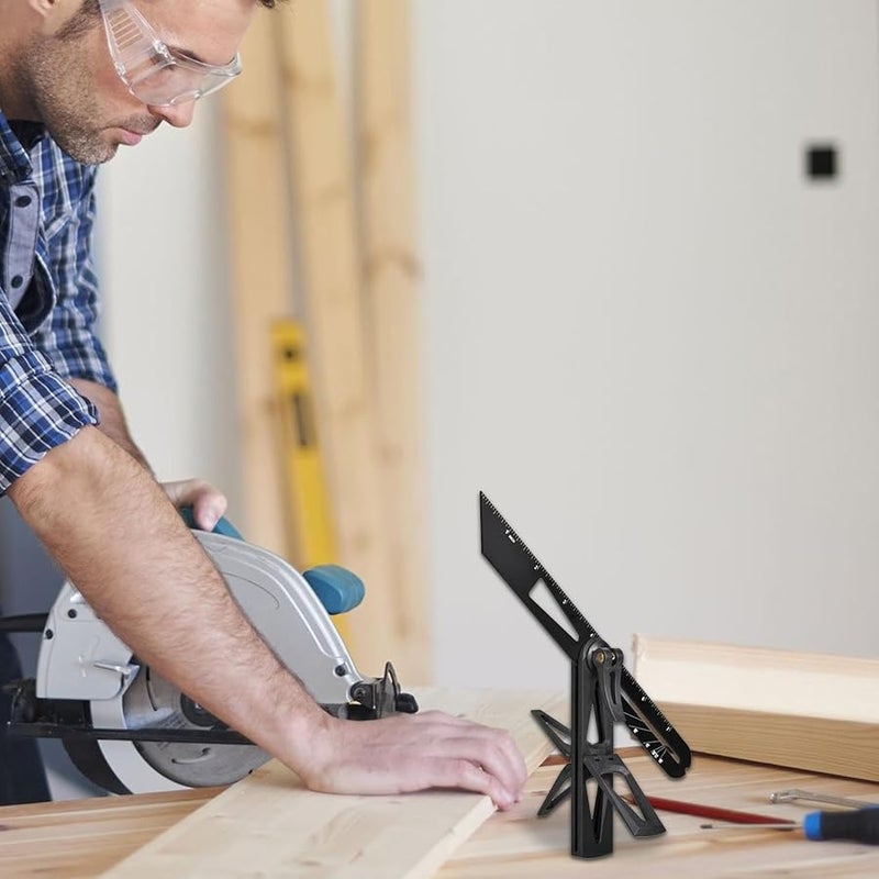 مقياس الترميز الخشبي الأسود مسطرة وضع العلامات منزلقة مقياس الزاوية T مقياس الزاوية مقياس زاوية ذيل الحمام - Image 1