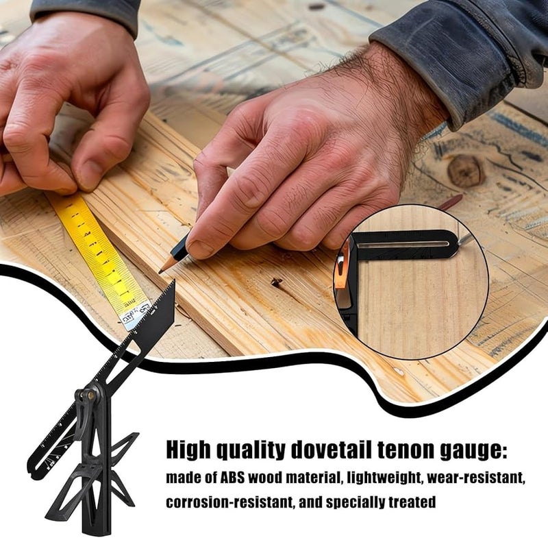 مقياس الترميز الخشبي الأسود مسطرة وضع العلامات منزلقة مقياس الزاوية T مقياس الزاوية مقياس زاوية ذيل الحمام - Image 5