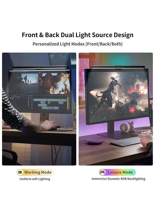 FUOE Computer Monitor Lamp, Screen Monitor Light Bar for Eye Caring, USB Reading LED Task Lamp with Auto-Dimming, Dimmable Light Bar, Touch Control, No Glare Space Saving Home Office Desk Lamps - Image 5