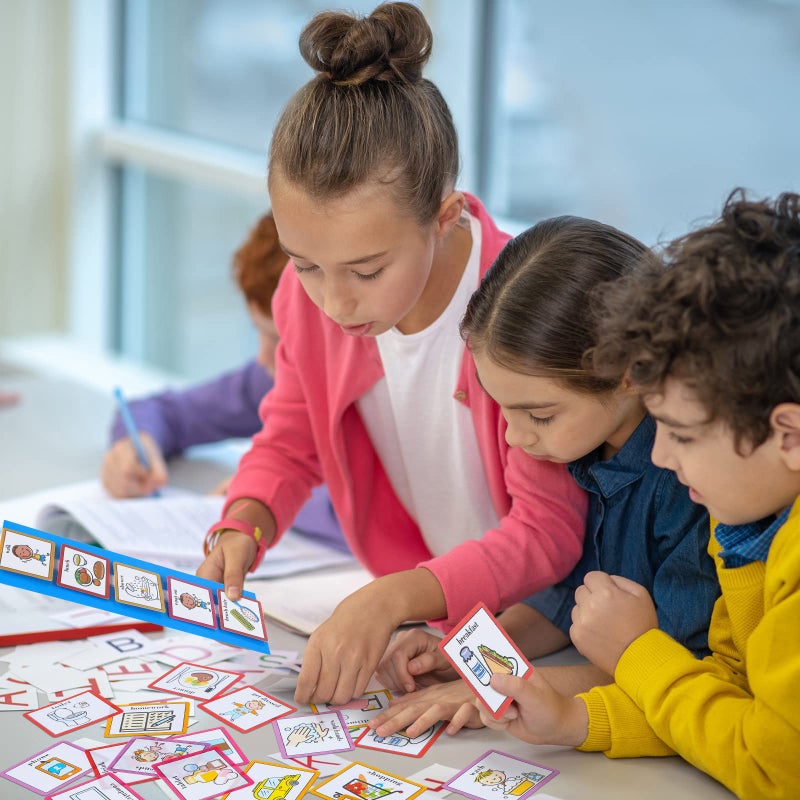Eersida 35 Pieces Visual Schedule Cards Routine Cards Home Chore Chart Routine Autism Learning Materials with 35 Pieces Hook and Loop Dots, Cute Style(Cute Style,Blue) - Image 5