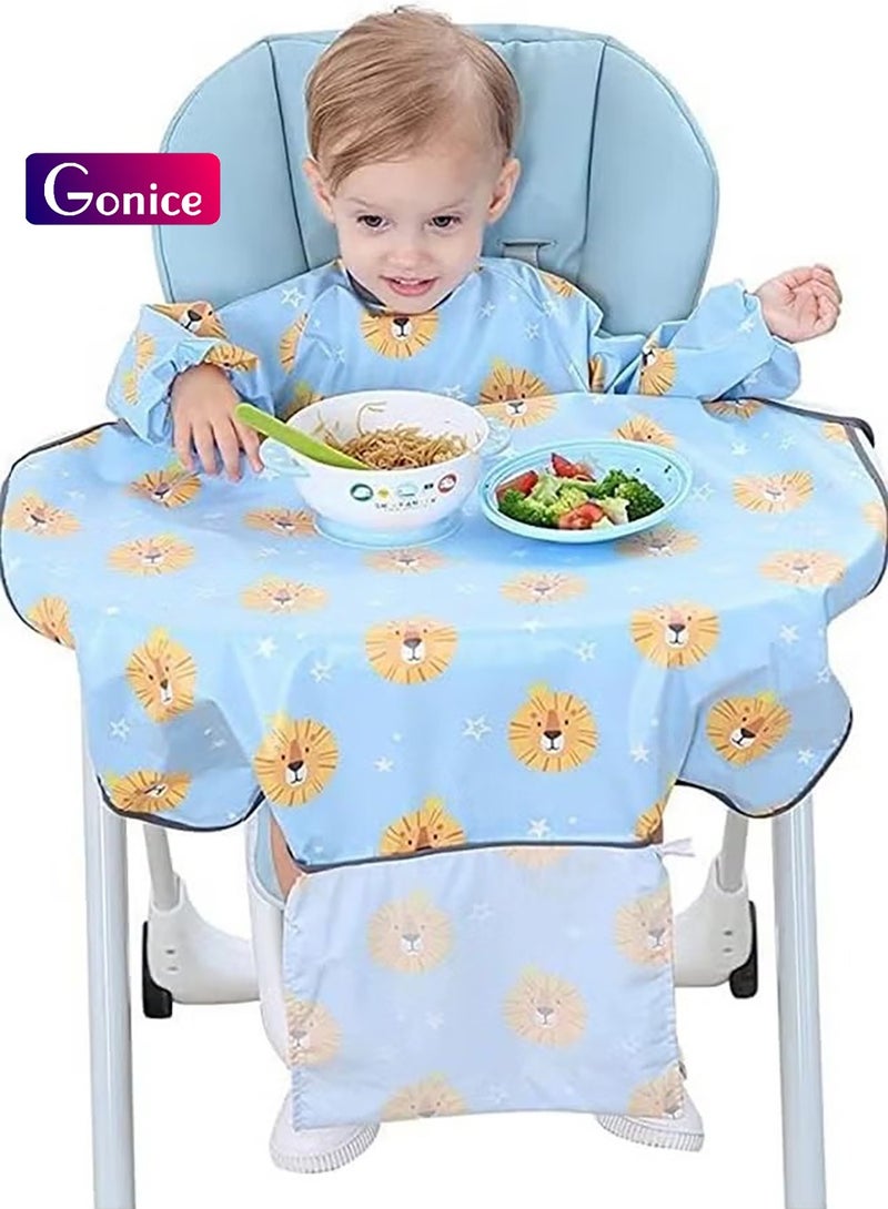 Baby Feeding Bibs Waterproof Anti Dirty, Long Sleeves Weaning Bibs, Attaches Fully Cover to Baby Highchair, For Baby 6-36 Months