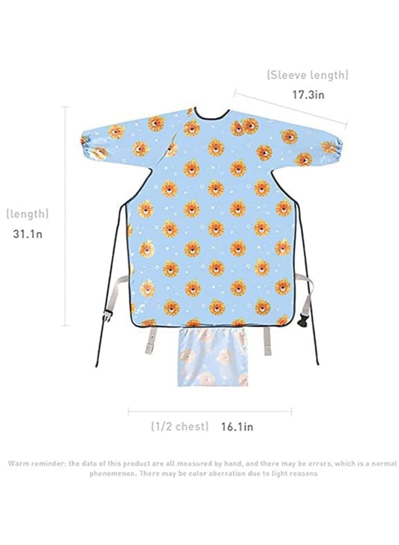 Baby Feeding Bibs Waterproof Anti Dirty, Long Sleeves Weaning Bibs, Attaches Fully Cover to Baby Highchair, For Baby 6-36 Months