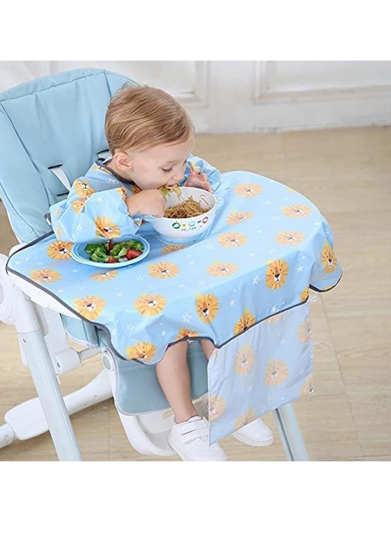 Baby Feeding Bibs Waterproof Anti Dirty, Long Sleeves Weaning Bibs, Attaches Fully Cover to Baby Highchair, For Baby 6-36 Months