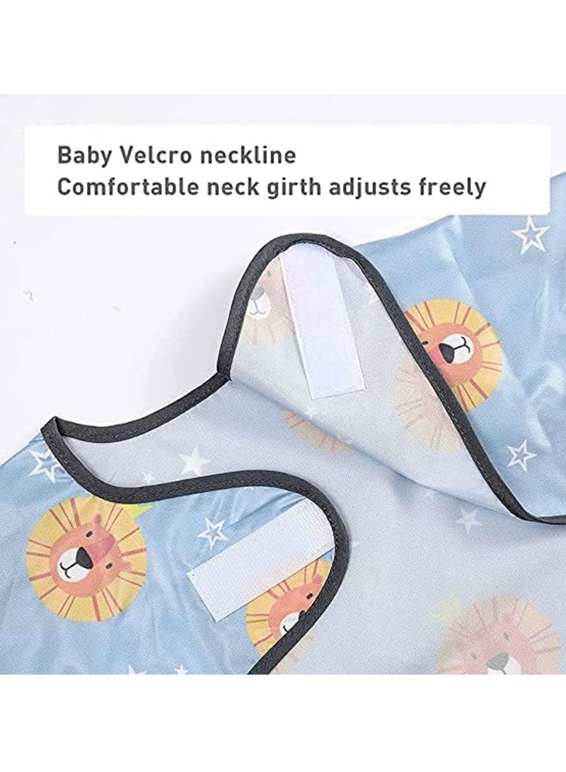 Baby Feeding Bibs Waterproof Anti Dirty, Long Sleeves Weaning Bibs, Attaches Fully Cover to Baby Highchair, For Baby 6-36 Months