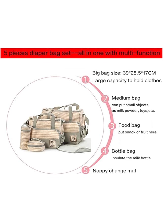 erorex 5 In 1 Set Multi Function Baby Diaper Bag Mummy Babies Bags Changing Set Handbag - Image 2
