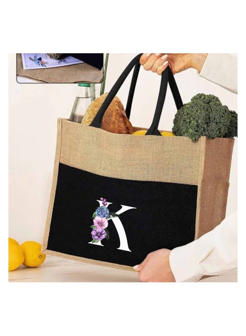 PRINTSHOP4ME Jute Bag Initial Letter Printed Design–Reusable,Durable Tote Bag For Gifting Or Everyday Use|Used For Festive Celebrations&Gifts For Special Person - Image 3