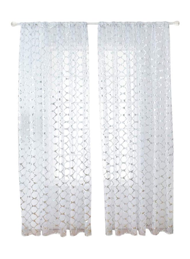 نيبمينينت طقم ستائر شفافة للنافذة بطبعة فانوس مكون من قطعتين أبيض/فضي 40x79بوصة - Image 1