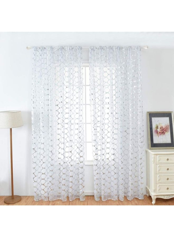 نيبمينينت طقم ستائر شفافة للنافذة بطبعة فانوس مكون من قطعتين أبيض/فضي 40x79بوصة - Image 2