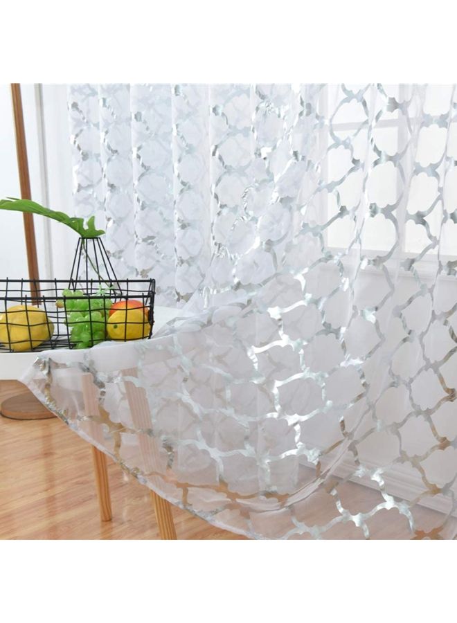 نيبمينينت طقم ستائر شفافة للنافذة بطبعة فانوس مكون من قطعتين أبيض/فضي 40x79بوصة - Image 3