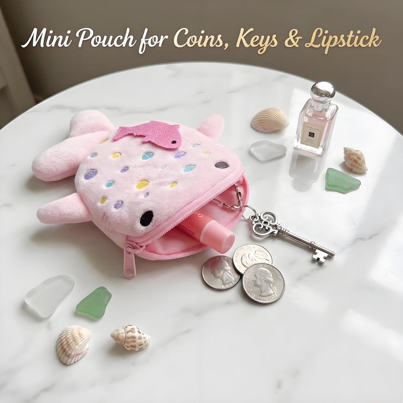 cioatu Coin Purse Keychain,Soft Zipper Coin Purse Change Purse,Handmade Purse Bag Charm Gift for Women (Pink) - Image 3