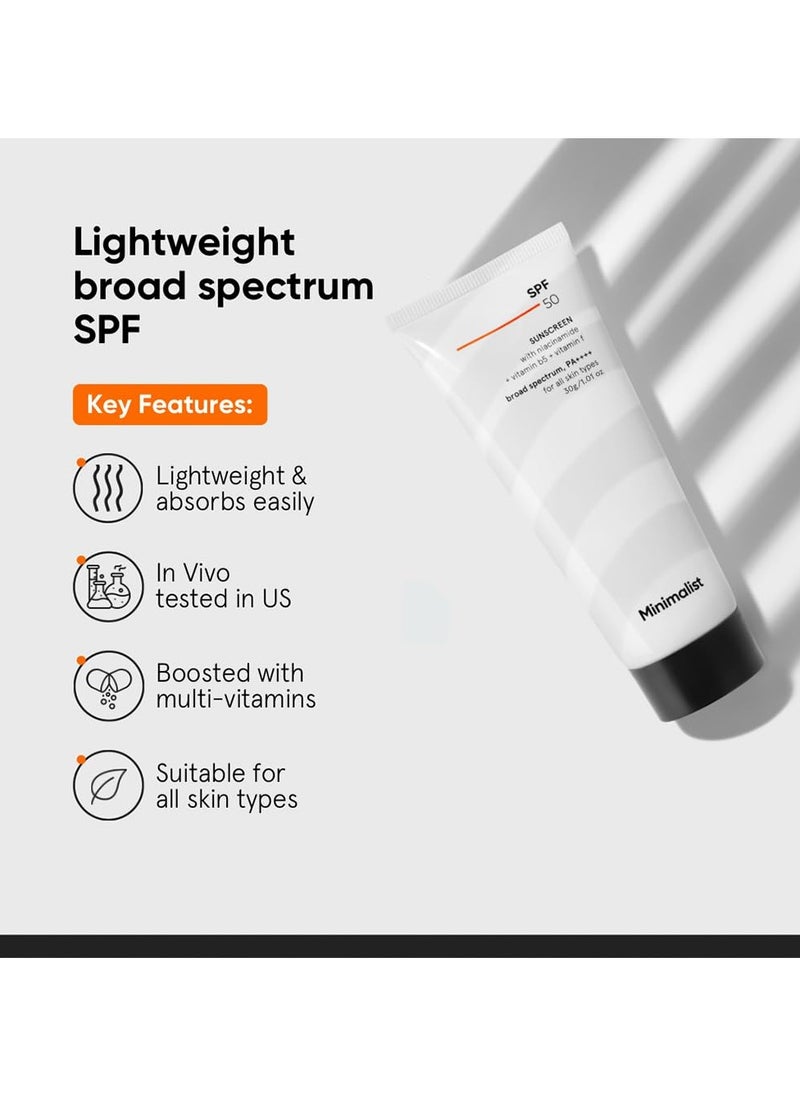 Sunscreen | Clinically Tested in US | Lightweight with Multi-Vitamins | No White Cast | Broad Spectrum | 30g