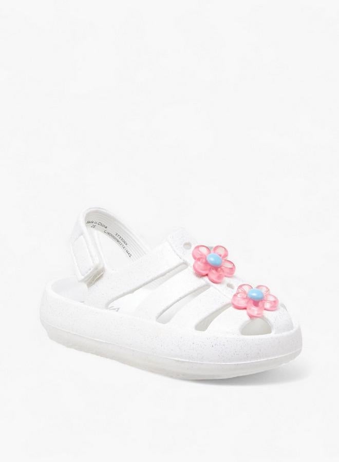 Aqua Girls Floral Accent Hook and Loop Strap Sandals - Image 2