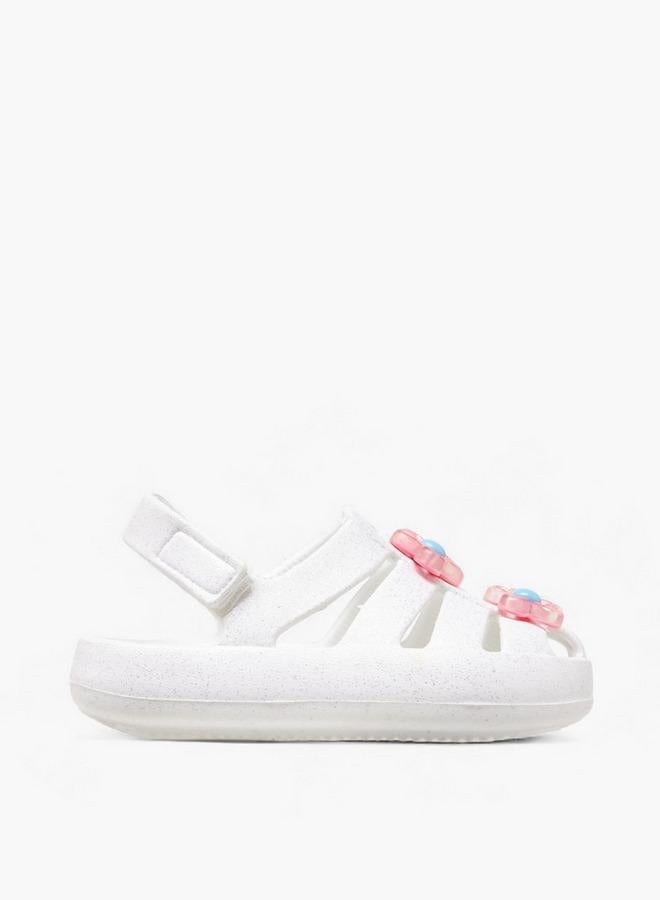 Aqua Girls Floral Accent Hook and Loop Strap Sandals - Image 1