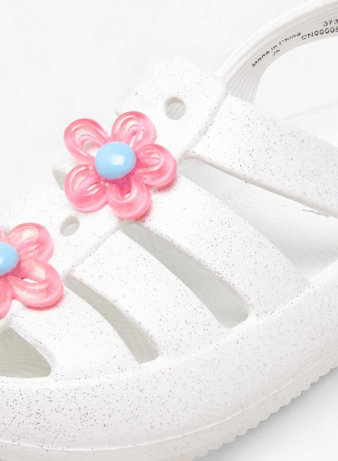 Aqua Girls Floral Accent Hook and Loop Strap Sandals - Image 4