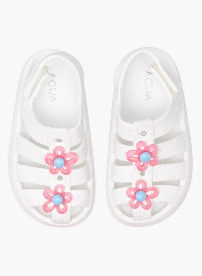 Aqua Girls Floral Accent Hook and Loop Strap Sandals - Image 3