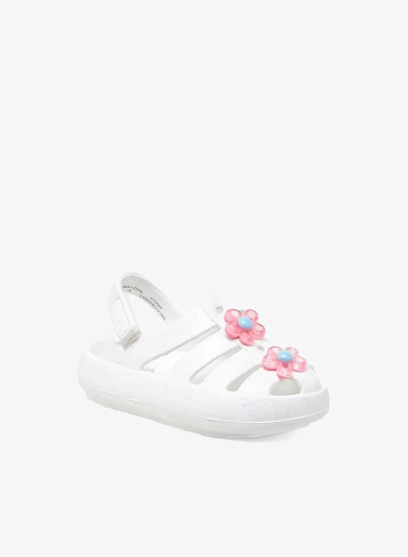 Aqua Girls Floral Accent Hook and Loop Strap Sandals