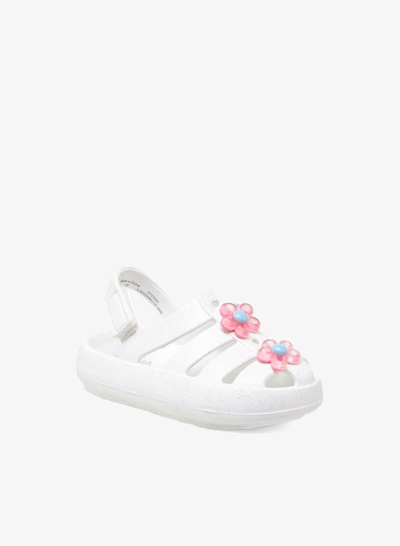 Aqua Girls Floral Accent Hook and Loop Strap Sandals - Image 2