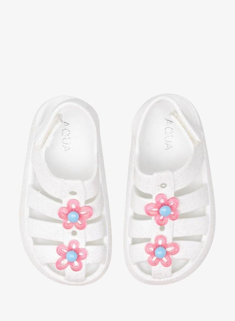 Aqua Girls Floral Accent Hook and Loop Strap Sandals - Image 1