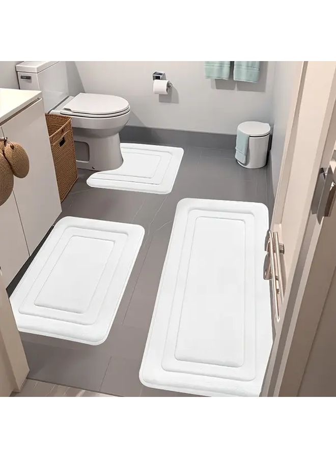 Royal Blue 3 Piece Bathroom Mat Set Coral Fleece Non Slip Absorbent - Image 4