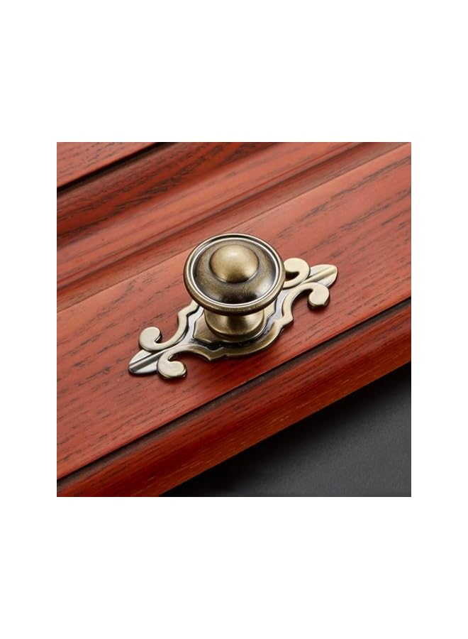 S-TOP 4 Pack Antique Brass Cabinet Knobs, Vintage Round Drawer Knobs with Backplate, Decorative Knobs for Kitchen, Cabinets, Dresser Drawer, Cupboard, Round - Image 2