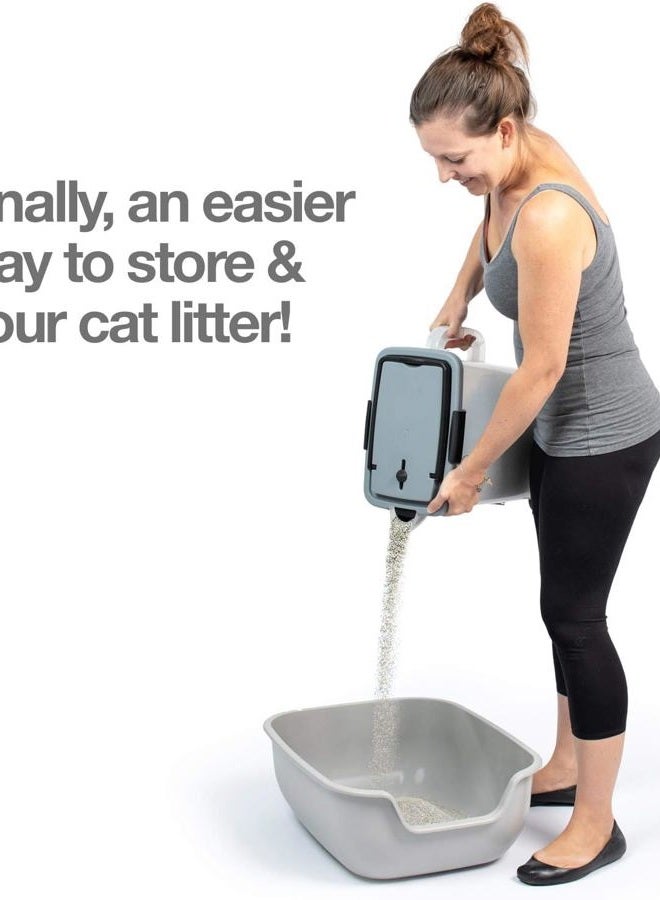 petfusion BetterBin Portable Litter Storage Bin Container (16.5 x 11.7 x 19 lwh) | Holds up to 25 lbs/10 Gallons; Great for Dry Dog & Cat Food | Adj Spout, Back & Top Handles, Heavy Duty Wheels - Image 2