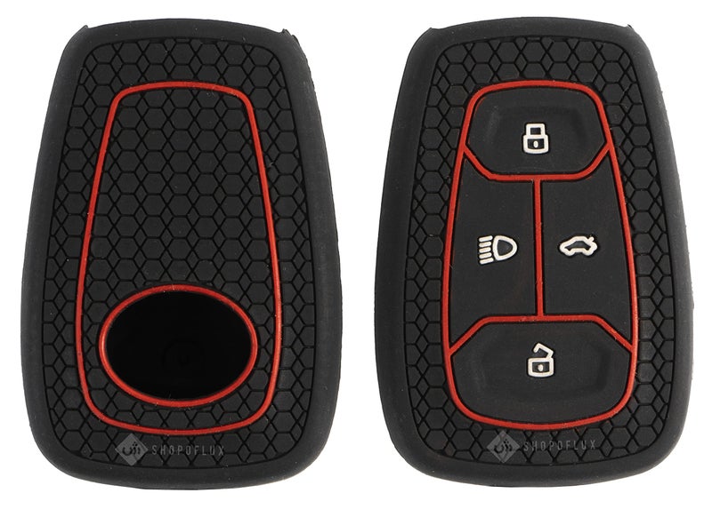 Shopoflux® Silicone Smart Key Cover Compatible with Tata Nexon | Harrier | Safari | Altroz | Tigor | EV | Punch | Tiago EV Electric (Black Pack of 1) - Image 1