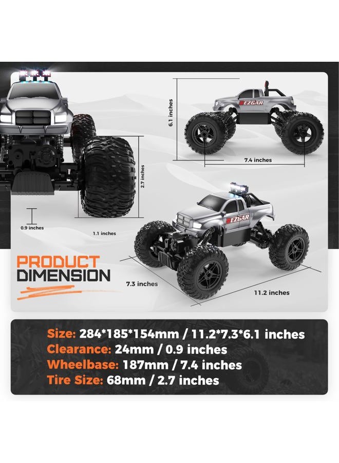 BEZGAR سيارات RC للأولاد من عمر 8-12 - شاحنة وحش RC لجميع التضاريس 1:14 للأطفال مع بطارية قابلة للشحن، شاحنة وحش تحكم عن بعد 2.4GHz، سيارات تحكم عن بعد TC141 للأولاد من عمر 4-7 - Image 4