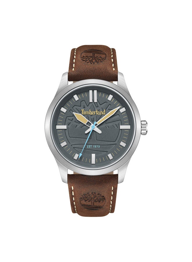 Timberland Men Rambush Grey Dial Leather Strap Analog Watch 42mm - Image 1