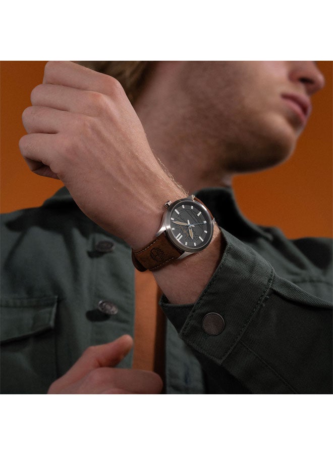 Timberland Men Rambush Grey Dial Leather Strap Analog Watch 42mm - Image 5
