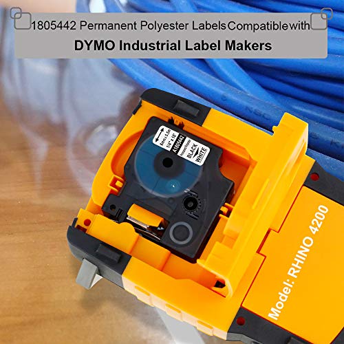 Aonomi Rhino 4200 Label Tape 3/8 Compatible with DYMO 18482 Permanent Polyester Refills A18482 for DYMO Rhino 5200, 4200, 5000, 6000 Industrial Label Makers, Black on White, 3/8" x 18', 3-Pack - Image 2