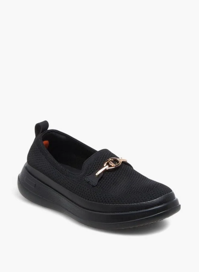 Le Confort Women's Metal Accent Flyknit Slip-On Loafers with Pull Tabs