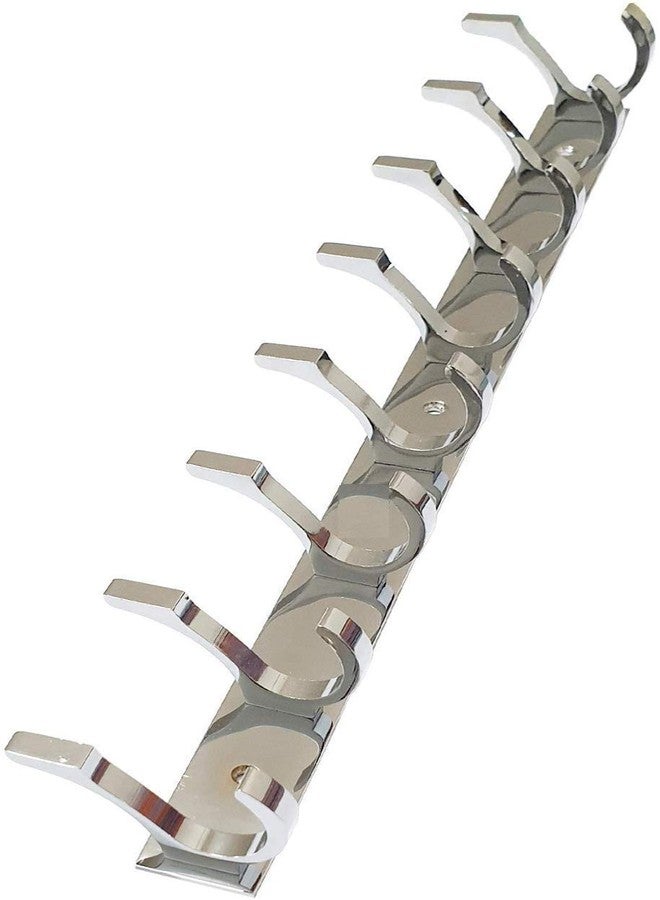 MAP Pack of 1 Stainless Steel SC-Premium Dual Edge -8 PIN Cloth Hanger Bathroom Wall Door Hooks, Silver Section - Image 1