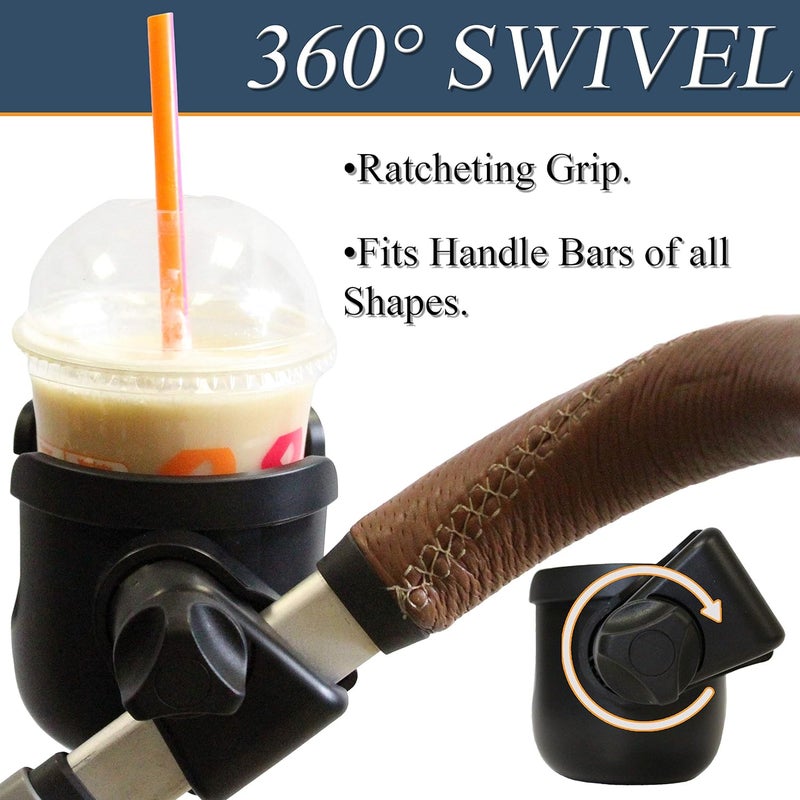W4W Universal Stroller Cup Holder  Mega Strength Adjustable Clamp fits on Any Bike Walker Wheel Chair Car  Large Adjustable Drink Holder fits Any Size Cup Water Bottle Can etc - Image 3
