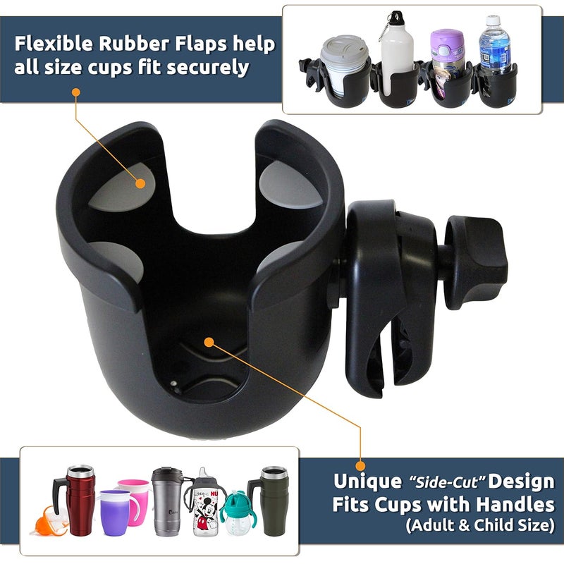 W4W Universal Stroller Cup Holder  Mega Strength Adjustable Clamp fits on Any Bike Walker Wheel Chair Car  Large Adjustable Drink Holder fits Any Size Cup Water Bottle Can etc - Image 4