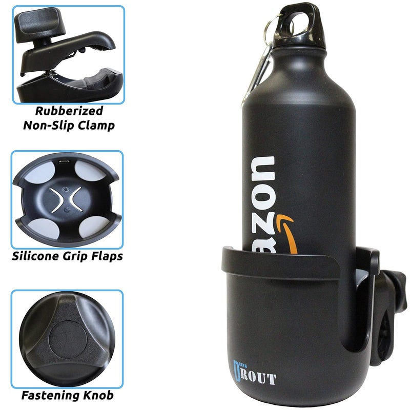 W4W Universal Stroller Cup Holder  Mega Strength Adjustable Clamp fits on Any Bike Walker Wheel Chair Car  Large Adjustable Drink Holder fits Any Size Cup Water Bottle Can etc - Image 2
