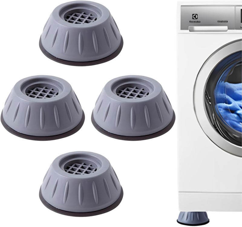 JD FRESH Washing Machine Vibration Pads/Bracket Base for Washing Machine/Noise Reducing Refrigerator Stand with Height Adjustment Feet/Washing Machine Stands with Anti-Slip Rubber - Oval (Grey-4 Pcs) - Image 1