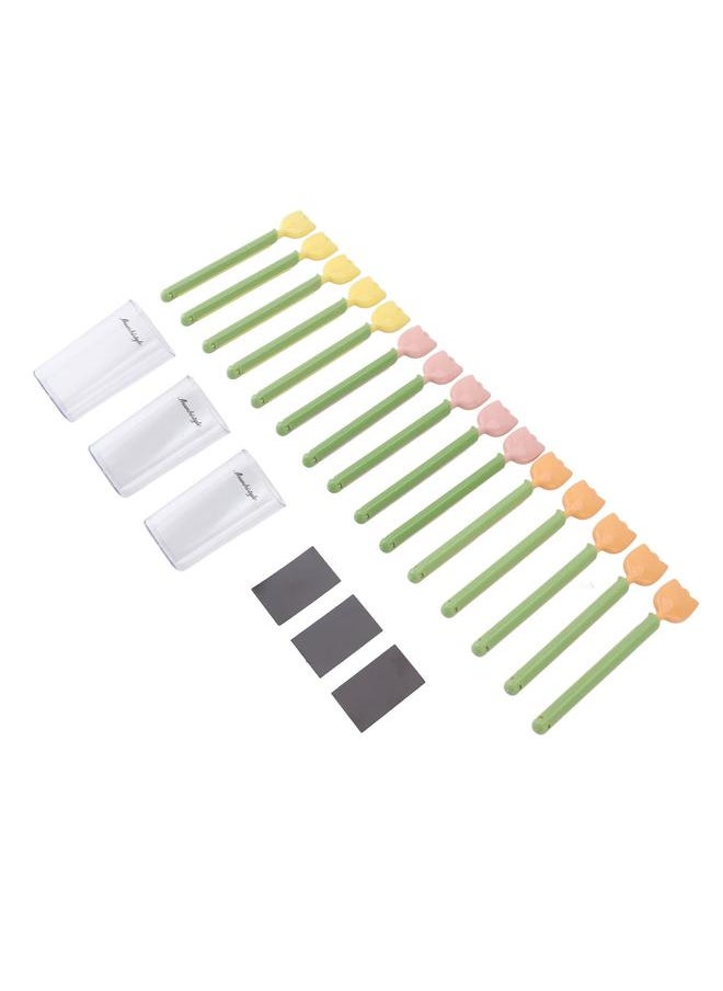 Thoraya 15pcs Tulip Magnet Sealing Clip Multi Functional Food Freshness Bag Clip with Storage Box for Refrigerator  - Image 1